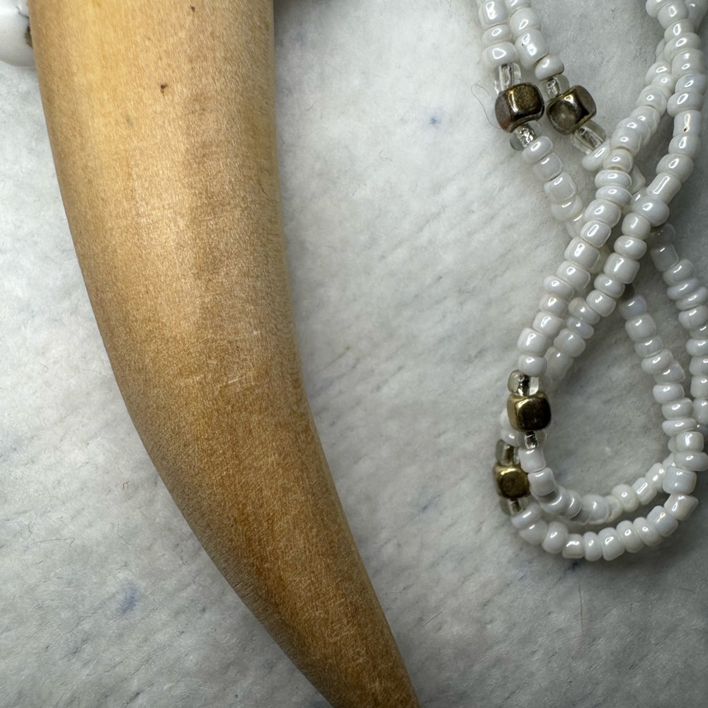Boho Chic Beaded Necklace with Horn Pendant - Picture 5 of 6